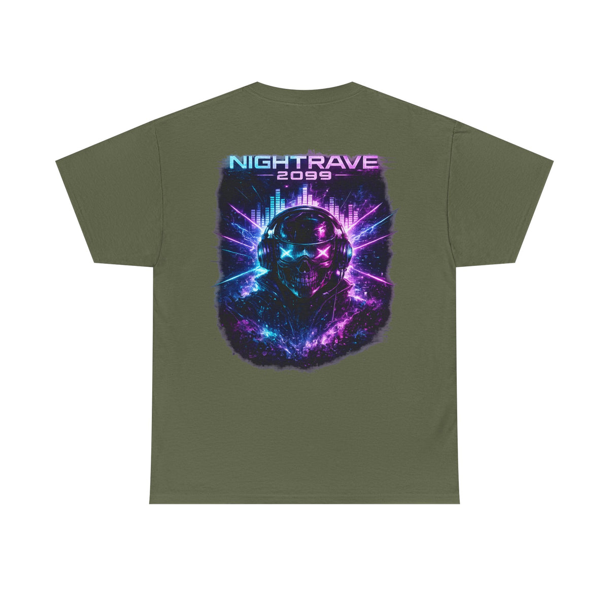 Nightrave 2099 Cyberpunk Skull DJ T-Shirt - product view