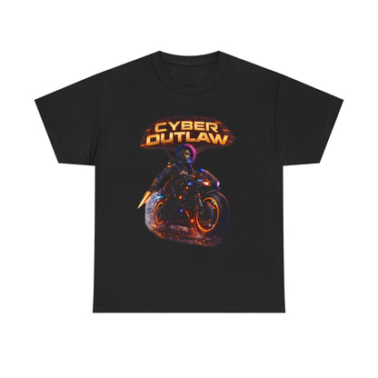 Cyber Outlaw Tee — Neon Biker Graphic T-Shirt