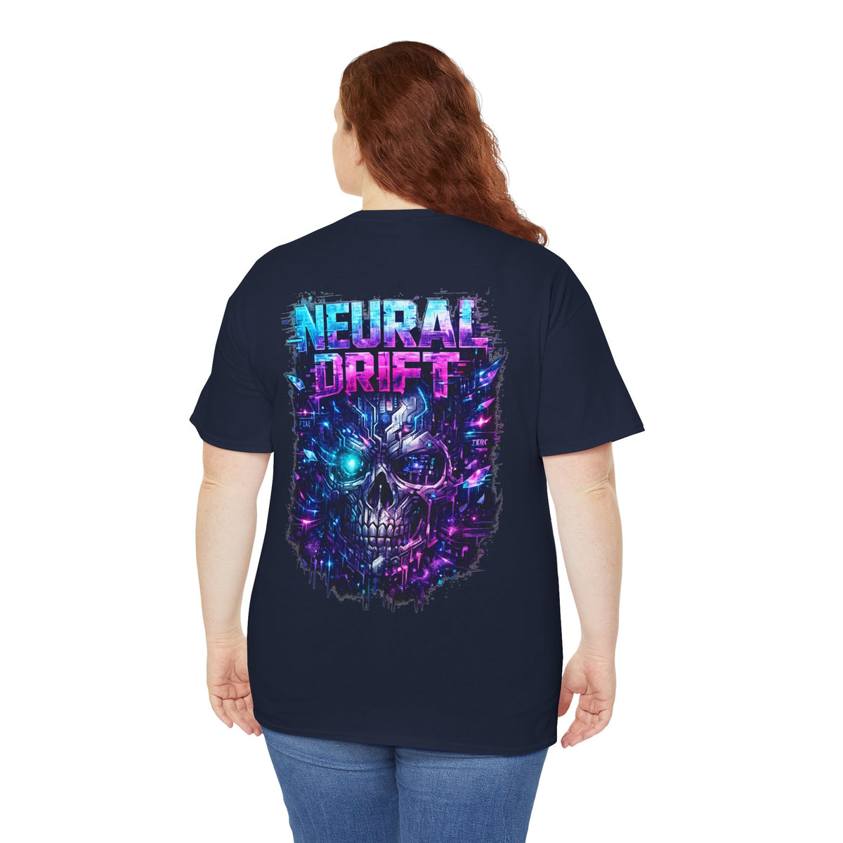 Neural Drift Cyberpunk Skull T-Shirt - product view