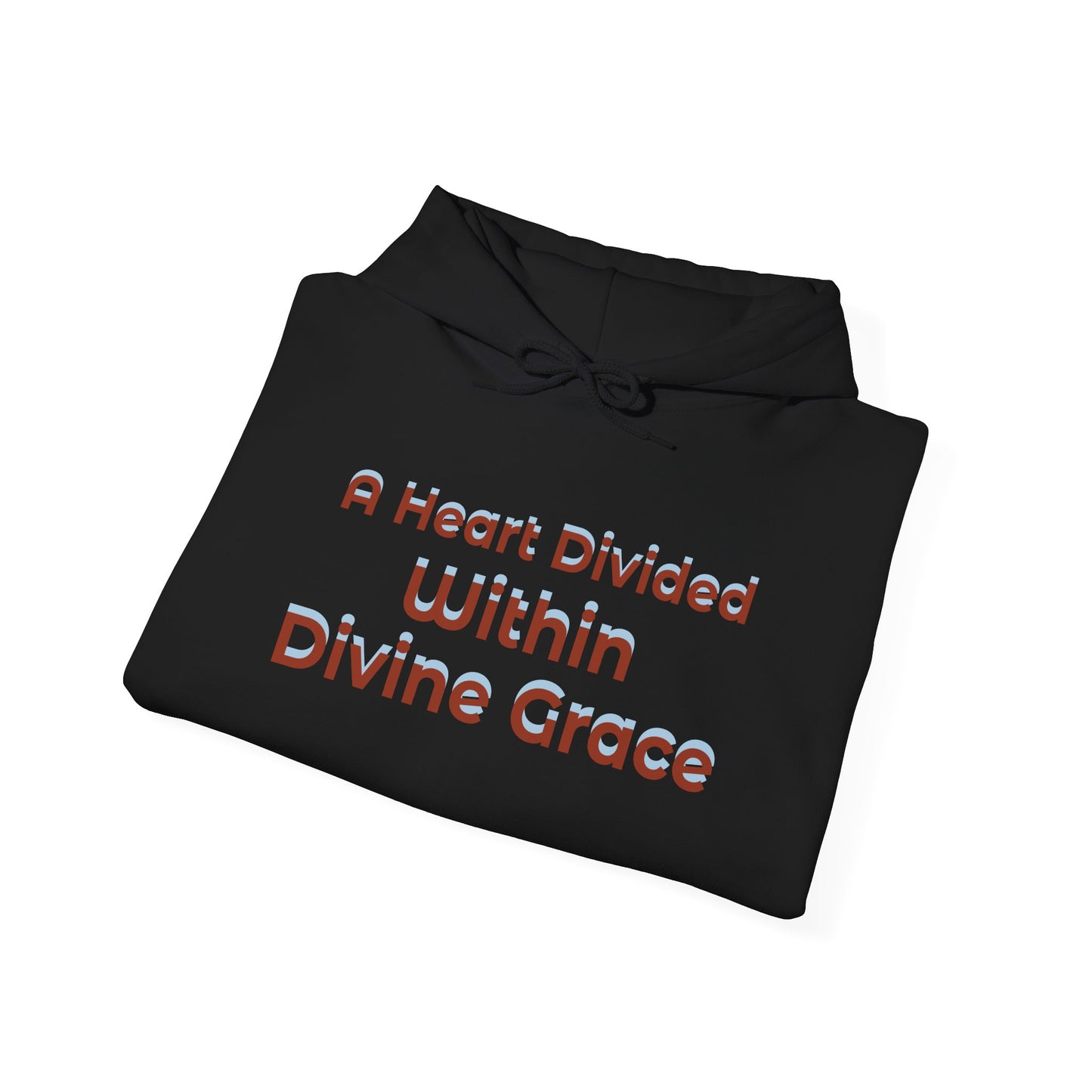 Christian Hoodie – "A Heart Divided Within Divine Grace" Religious Pullover with Angel Artwork