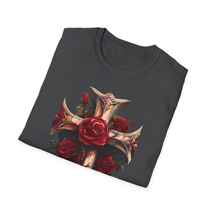 Cross & Roses T-Shirt —  Floral Christian Cross Shirt