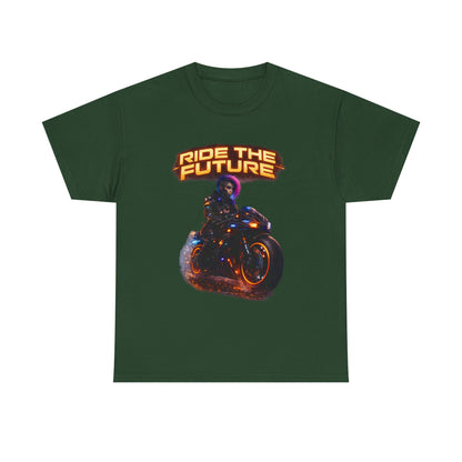 Motorcycle Rider Graphic Tee — Neon Flame Biker Shirt