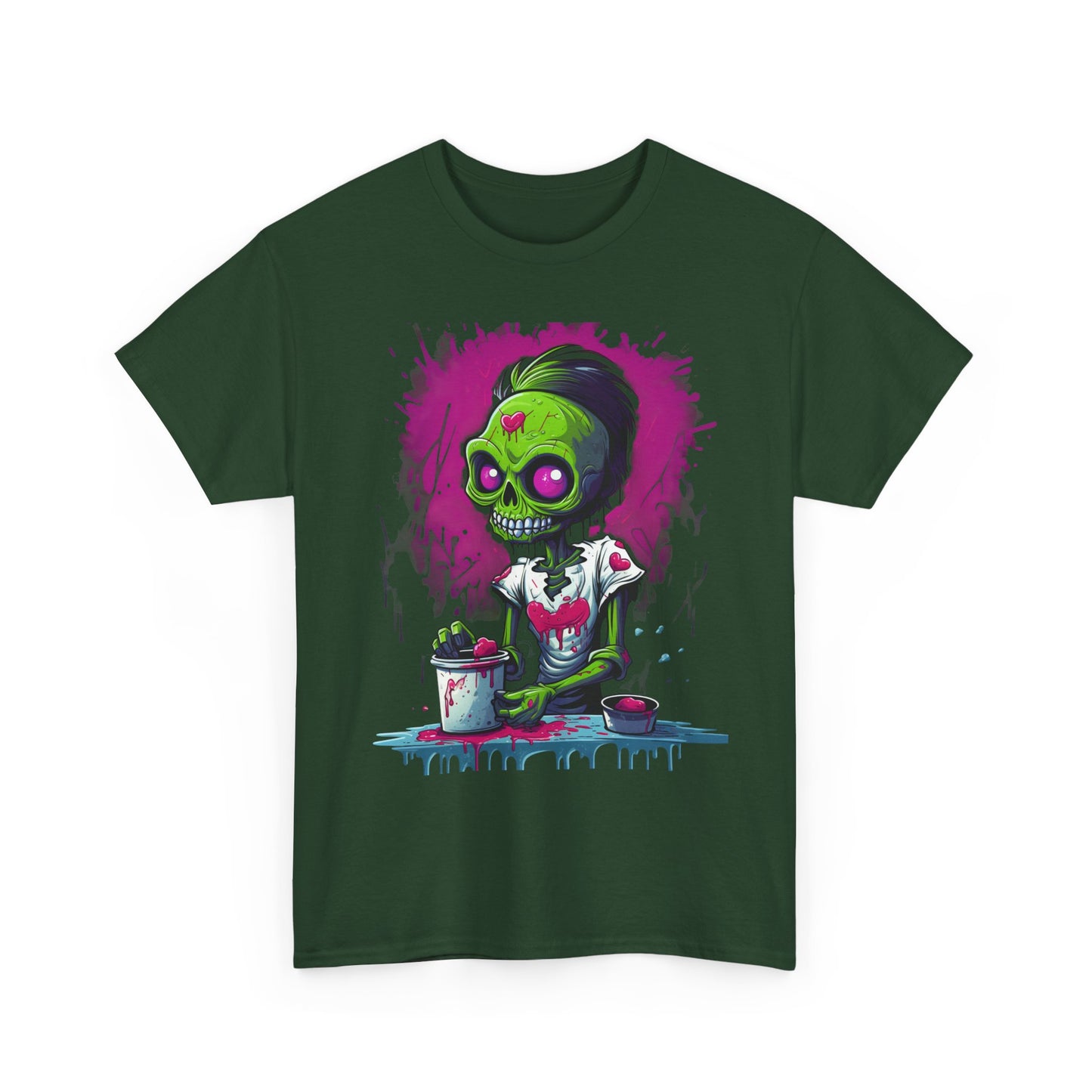 Zombie Chef T-Shirt — Neon Green Skull Cooking Graphic Tee