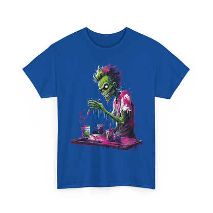 Zombie Painter Graphic Tee — Neon Horror Art T-Shirt