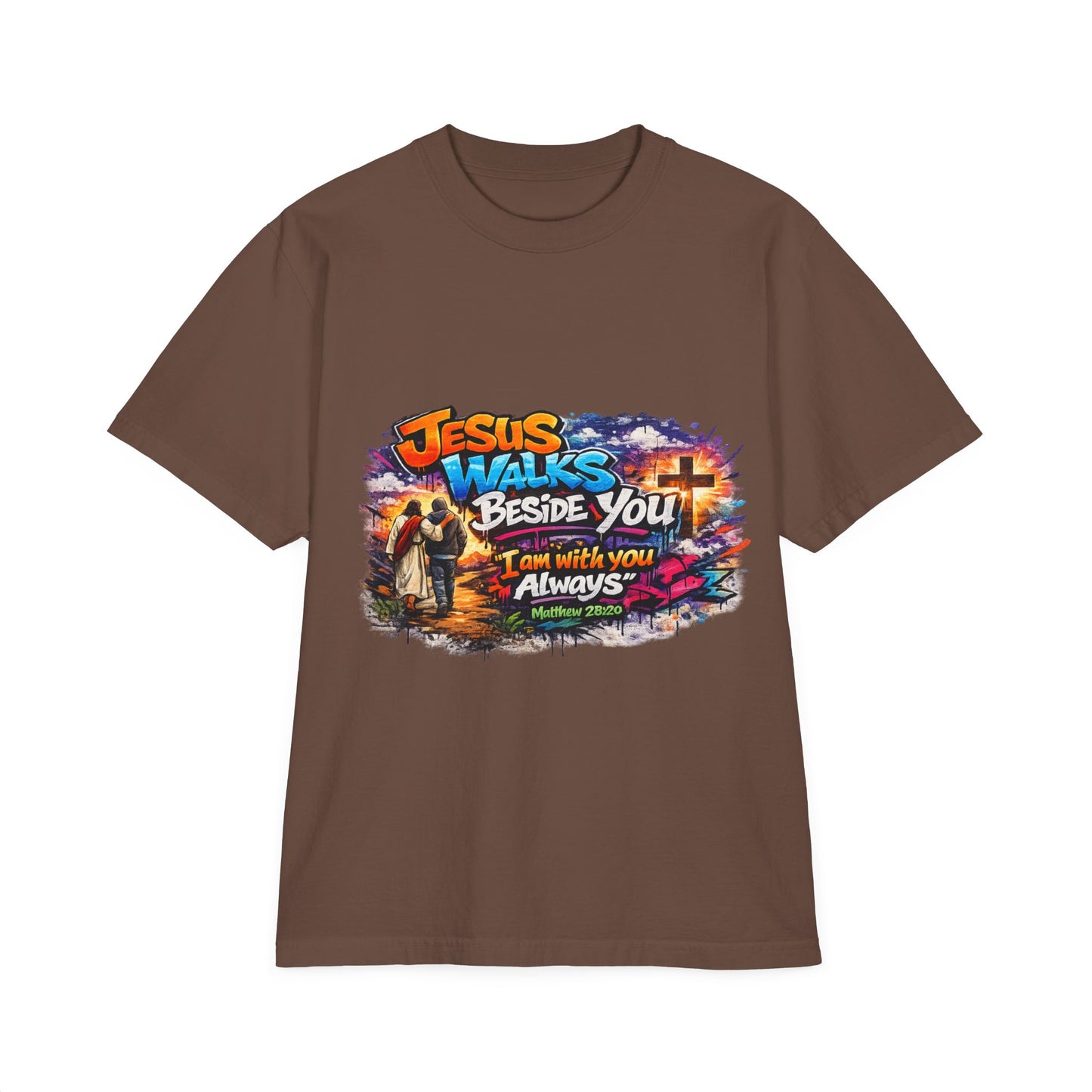 Jesus Walks Beside You T-Shirt — Christian Faith Graphic Tee