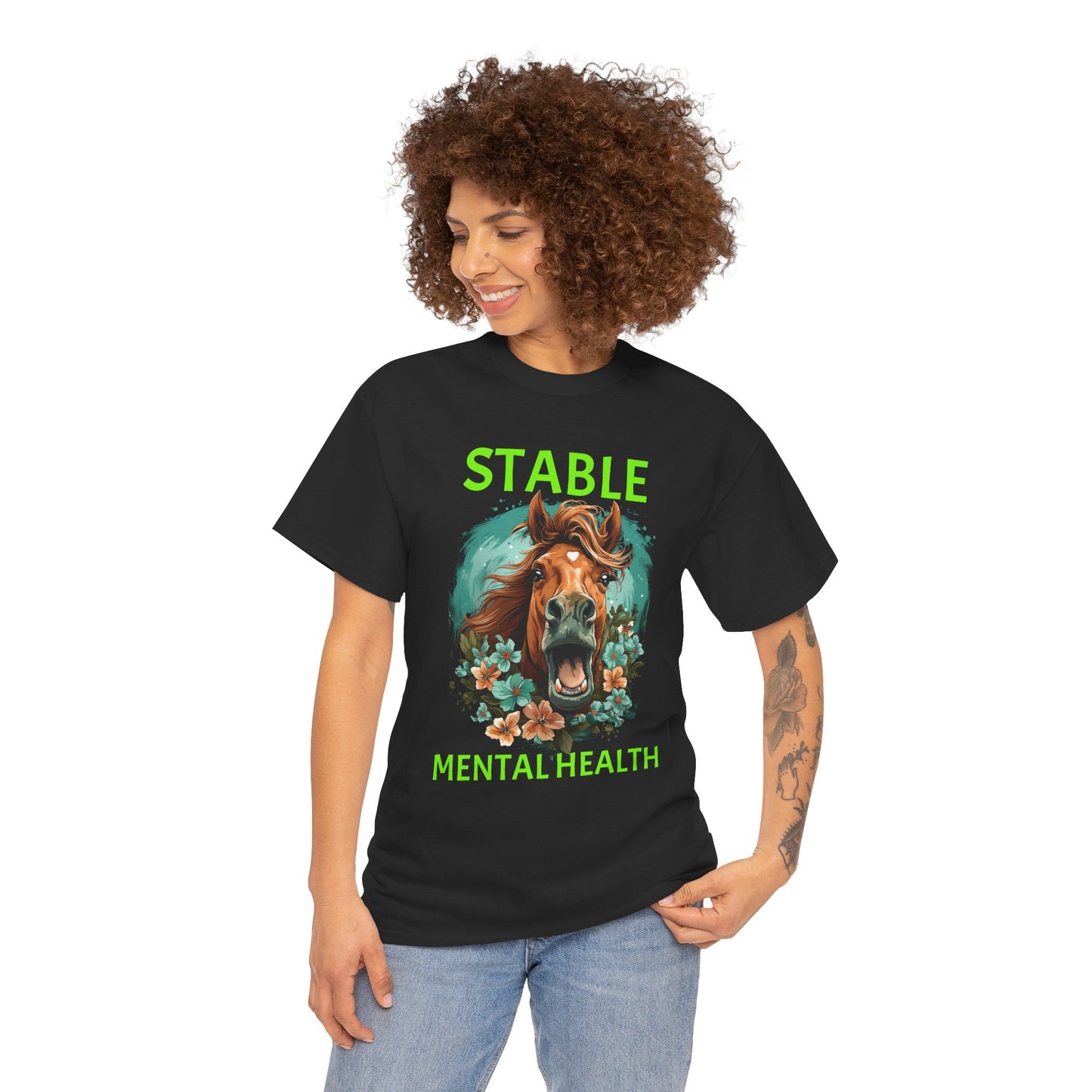 Stable Mental Health Horse Tee – Funny Horse Graphic T-Shirt