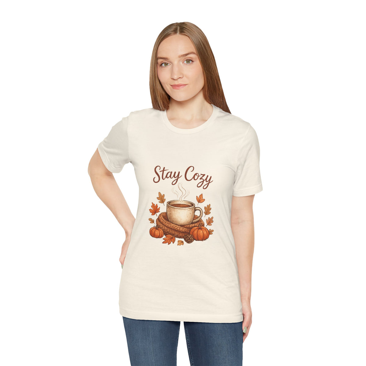 Stay Cozy T-Shirt | Autumn Coffee Graphic - product view