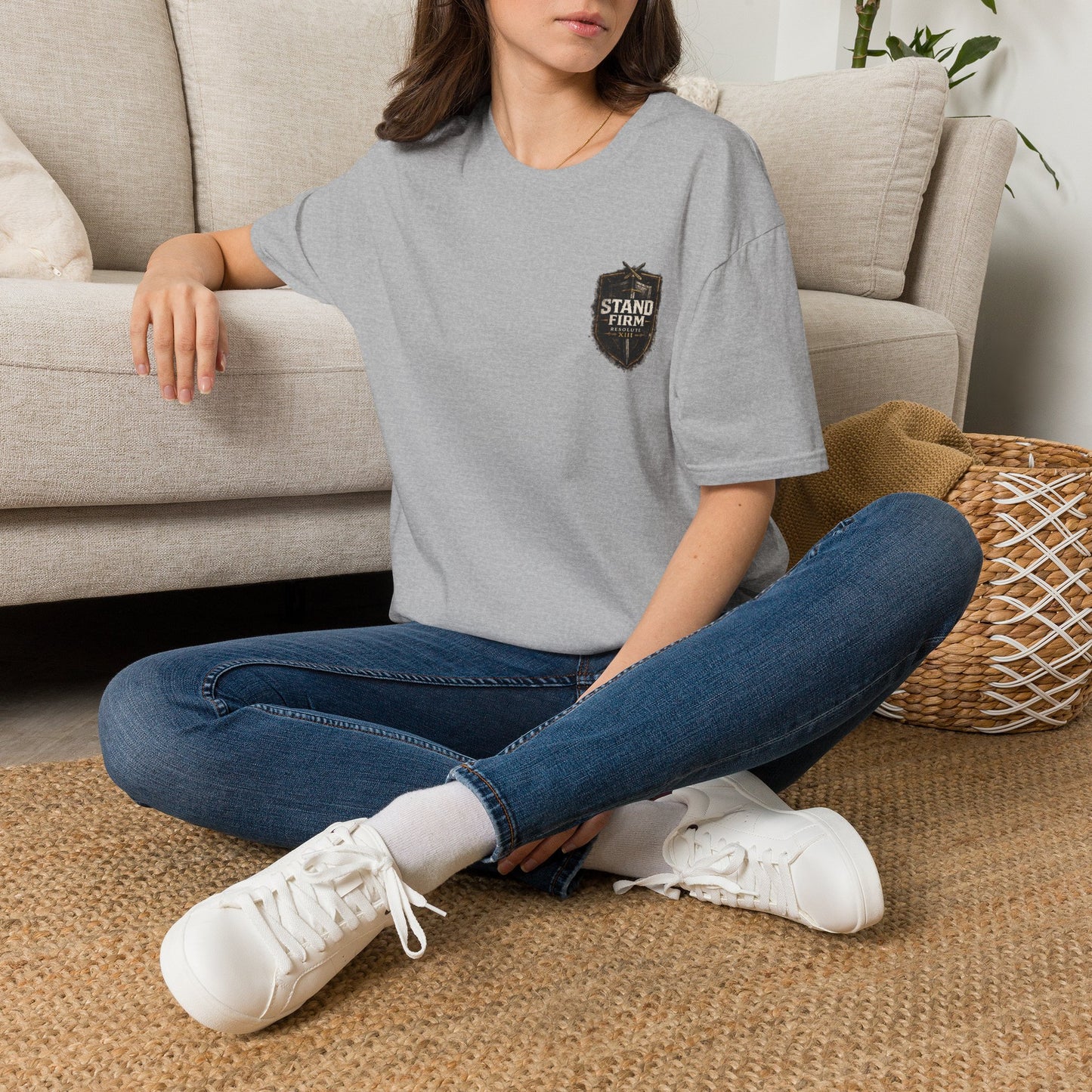 Stand Firm Shield T-Shirt — Patriotic Vintage Emblem Tee