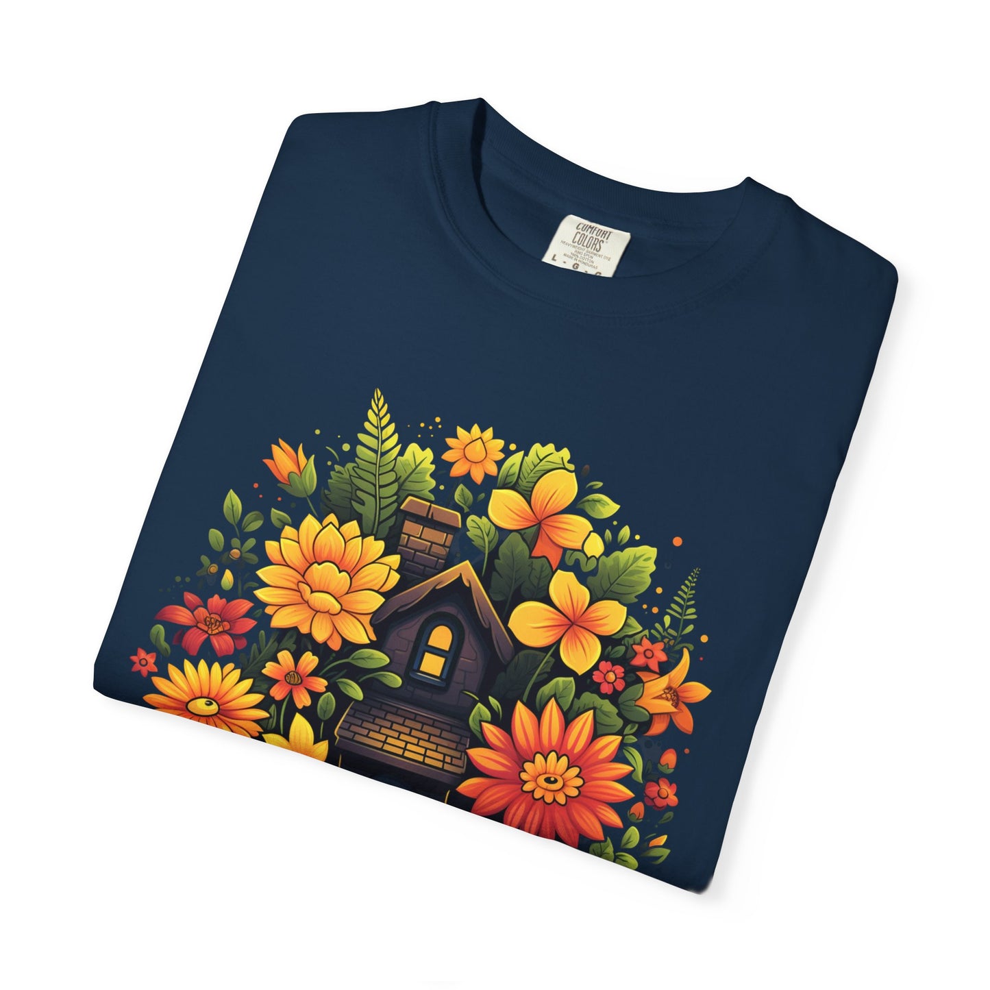 Sunlit Cottage Floral T‑Shirt — Cozy Autumn Garden Illustration