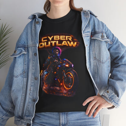 Cyber Outlaw Tee — Neon Biker Graphic T-Shirt