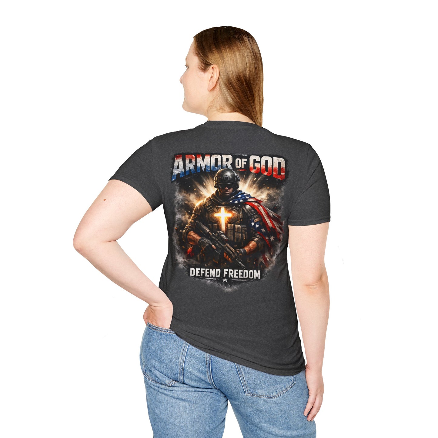 Armor of God Christian T-Shirt | Defend Freedom Faith Graphic Tee | Under His Protection Bible Shirt