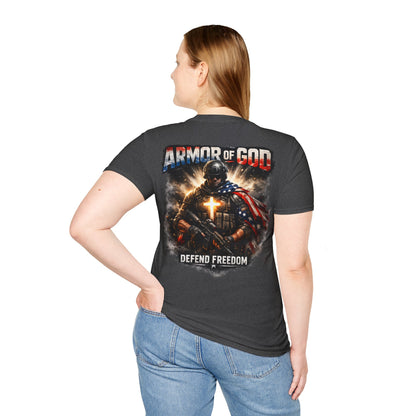 Armor of God Christian T-Shirt | Defend Freedom Faith Graphic Tee | Under His Protection Bible Shirt