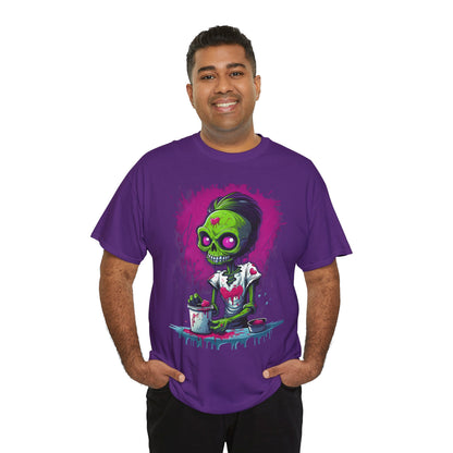 Zombie Chef T-Shirt — Neon Green Skull Cooking Graphic Tee