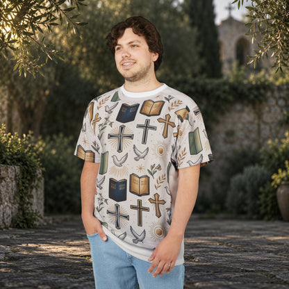 Christian Faith All-Over Print T-Shirt | Crosses & Doves - product view