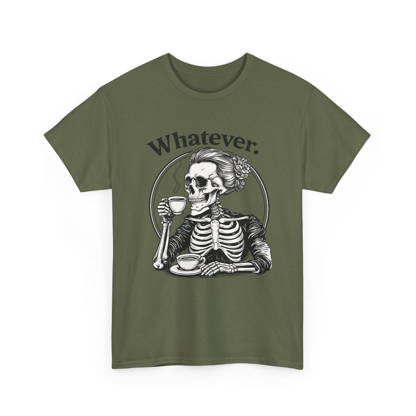 Skull 'Whatever.' Tee – Vintage Skeleton Wine Drinking Graphic T-Shirt