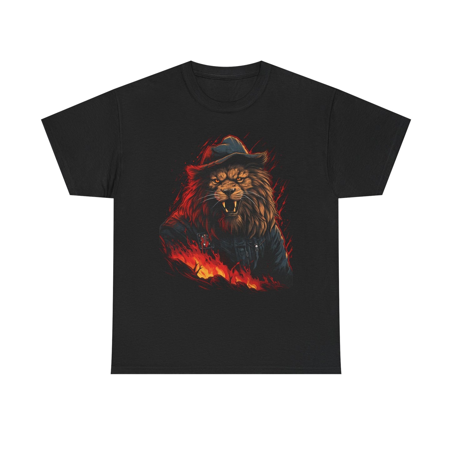 Lion Fire Tee — Fierce Flaming Lion Graphic T-Shirt
