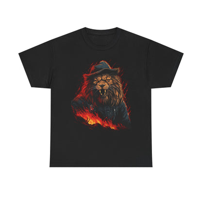 Lion Fire Tee — Fierce Flaming Lion Graphic T-Shirt