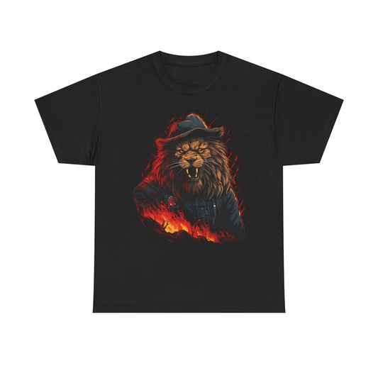Lion Fire Tee — Fierce Flaming Lion Graphic T-Shirt