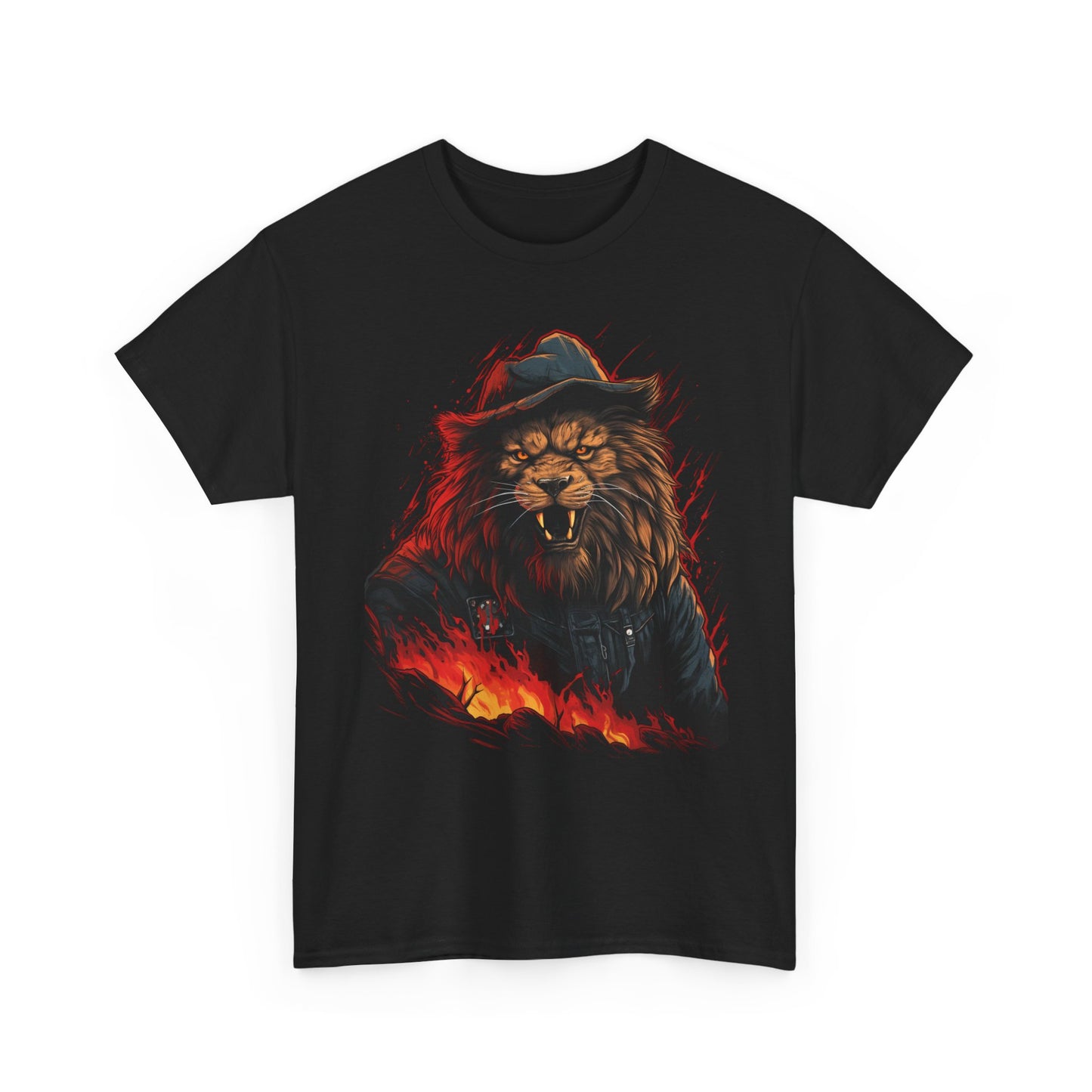 Lion Fire Tee — Fierce Flaming Lion Graphic T-Shirt