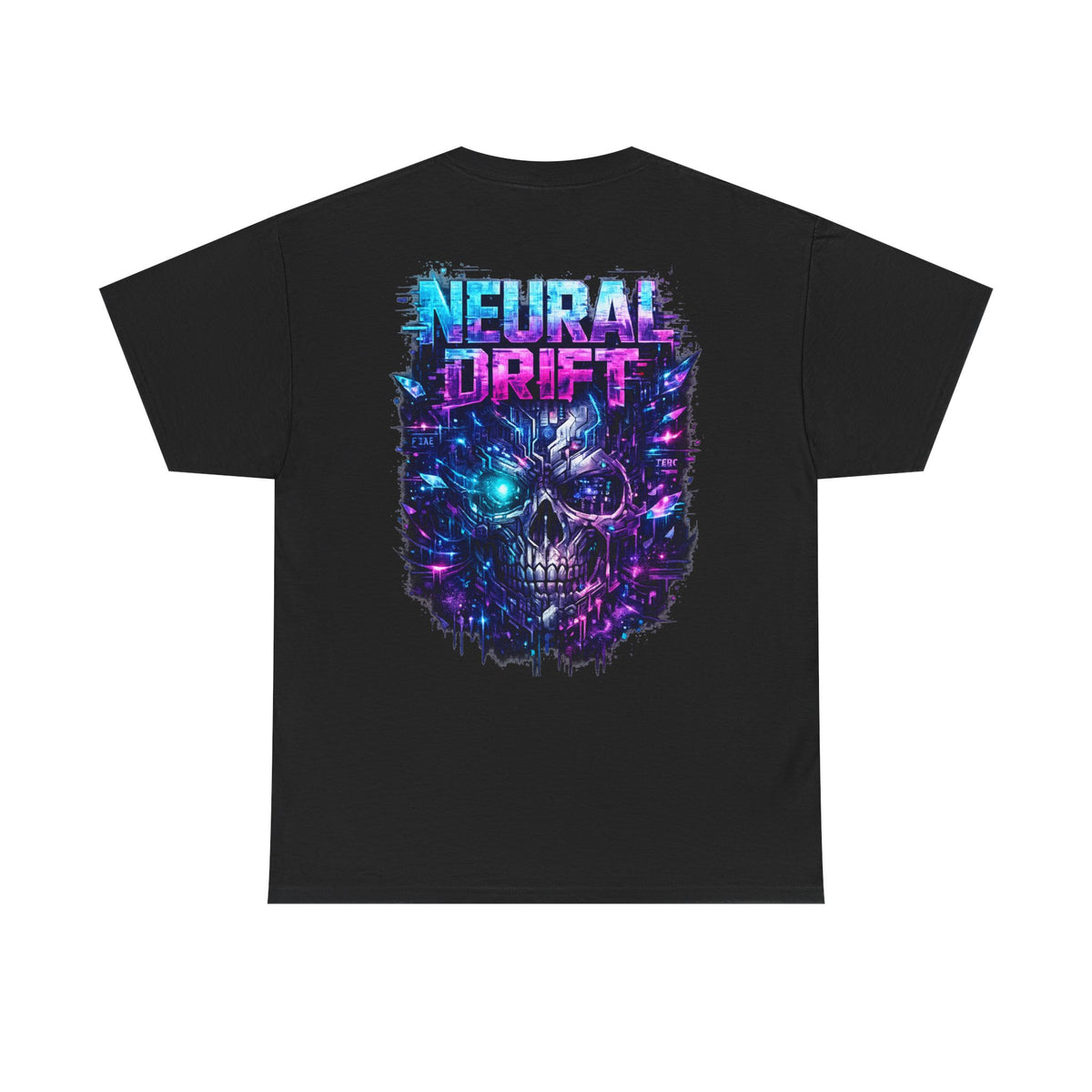 Neural Drift Cyberpunk Skull T-Shirt - product view