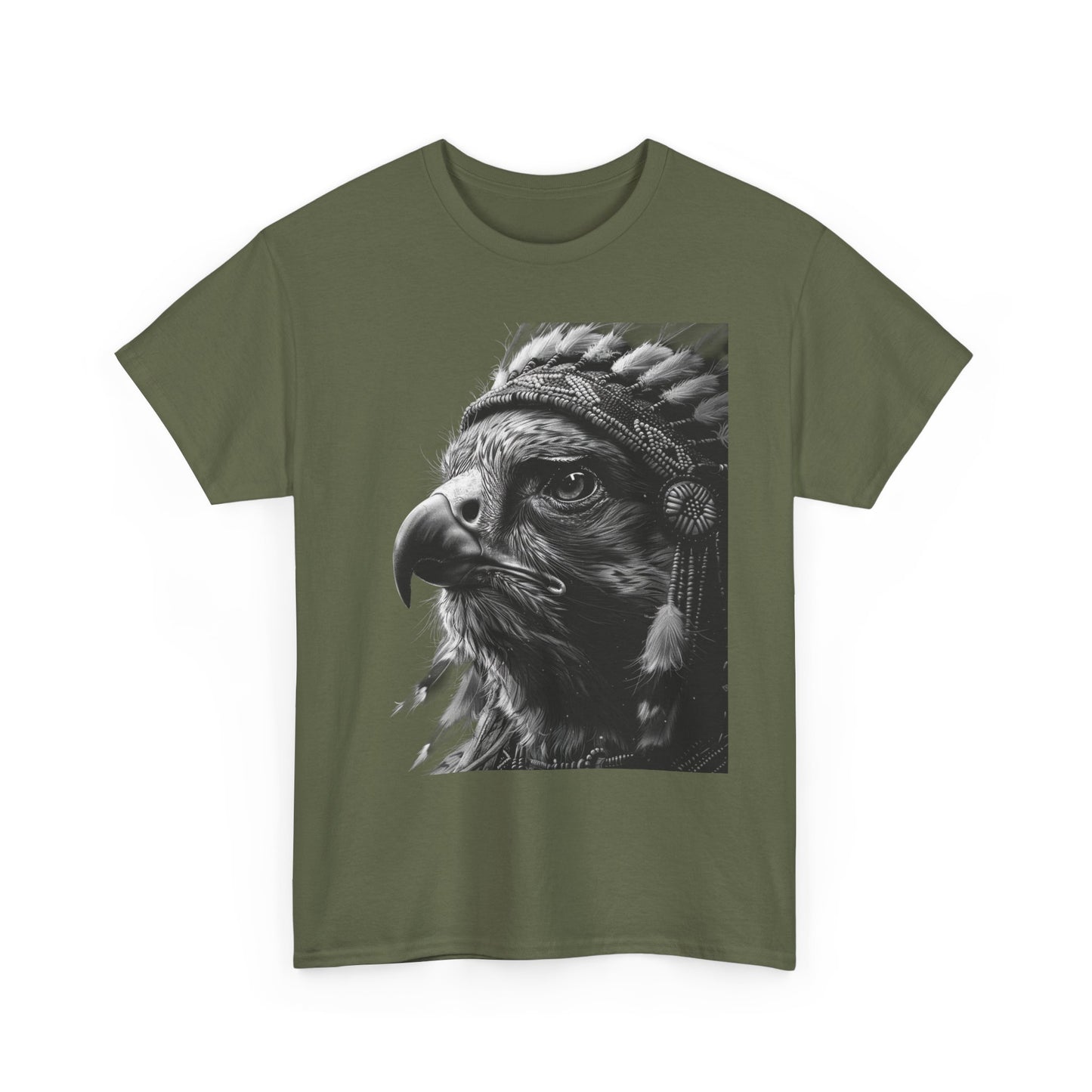 Native Spirit Eagle T-Shirt – Tribal Feather Headdress Bird Tee | Minimalist Wildlife Graphic Shirt | Black & White Artistic Eagle Tee