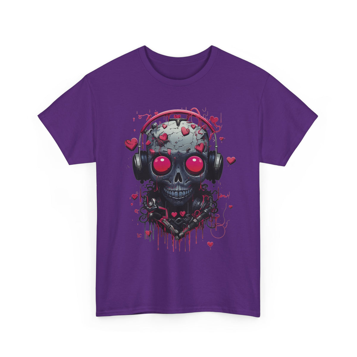 Emo Skull Headphones Graphic T-Shirt - product view