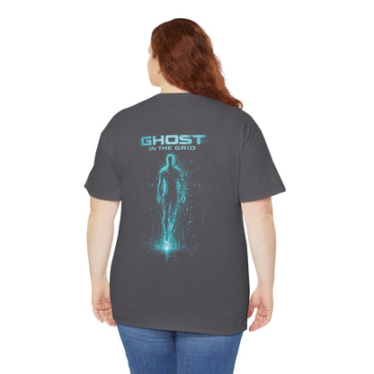 Ghost in the Grid Cyberpunk T-Shirt | Holographic Digital Ghost Sci-Fi Graphic Tee