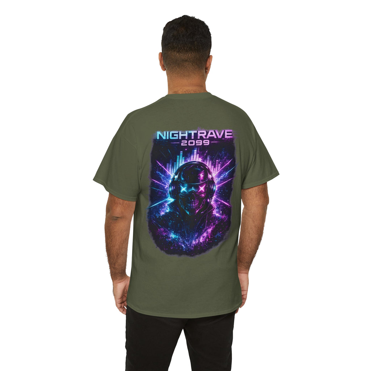 Nightrave 2099 Cyberpunk Skull DJ T-Shirt - product view
