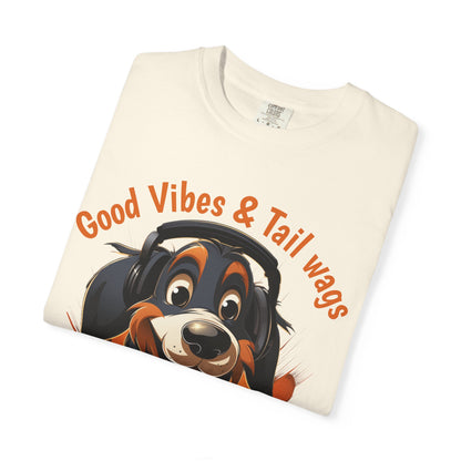 Good Vibes & Tail Wags T-shirt | Happy Cartoon Dog Design