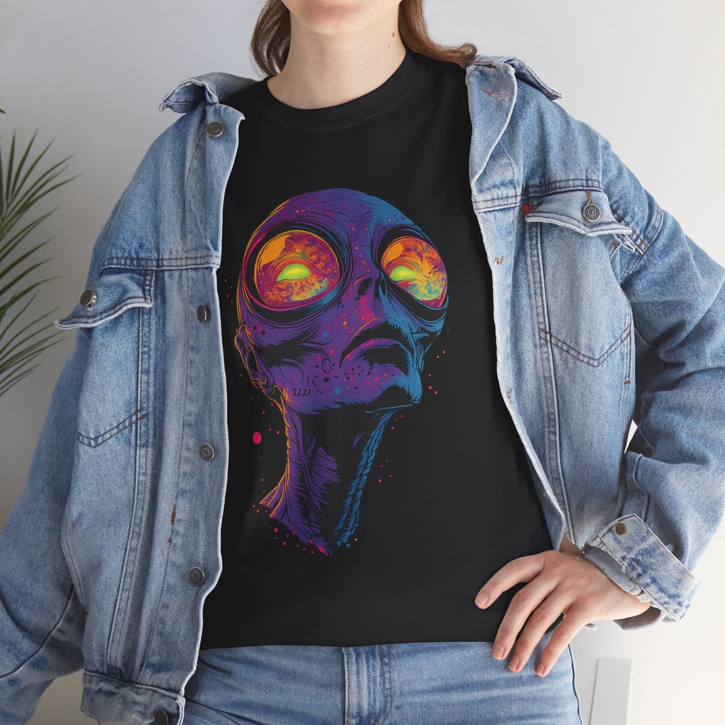 Psychedelic Alien Skull T-Shirt — Neon Trippy Space Art Tee