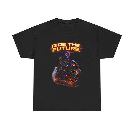 Motorcycle Rider Graphic Tee — Neon Flame Biker Shirt