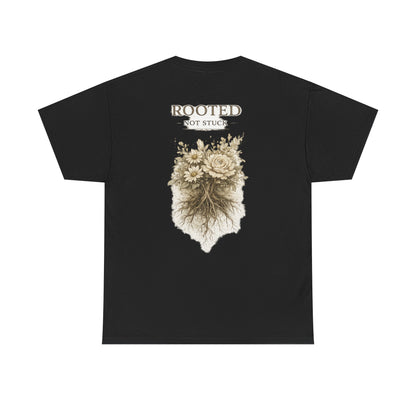 Rooted Floral Tee — "Rooted Not Stuck" Graphic T-Shirt