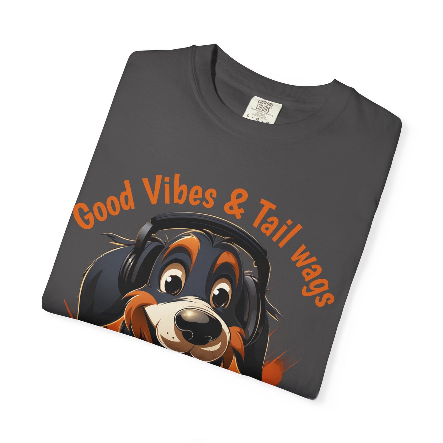 Good Vibes & Tail Wags T-shirt | Happy Cartoon Dog Design