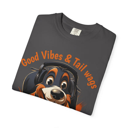 Good Vibes & Tail Wags T-shirt | Happy Cartoon Dog Design