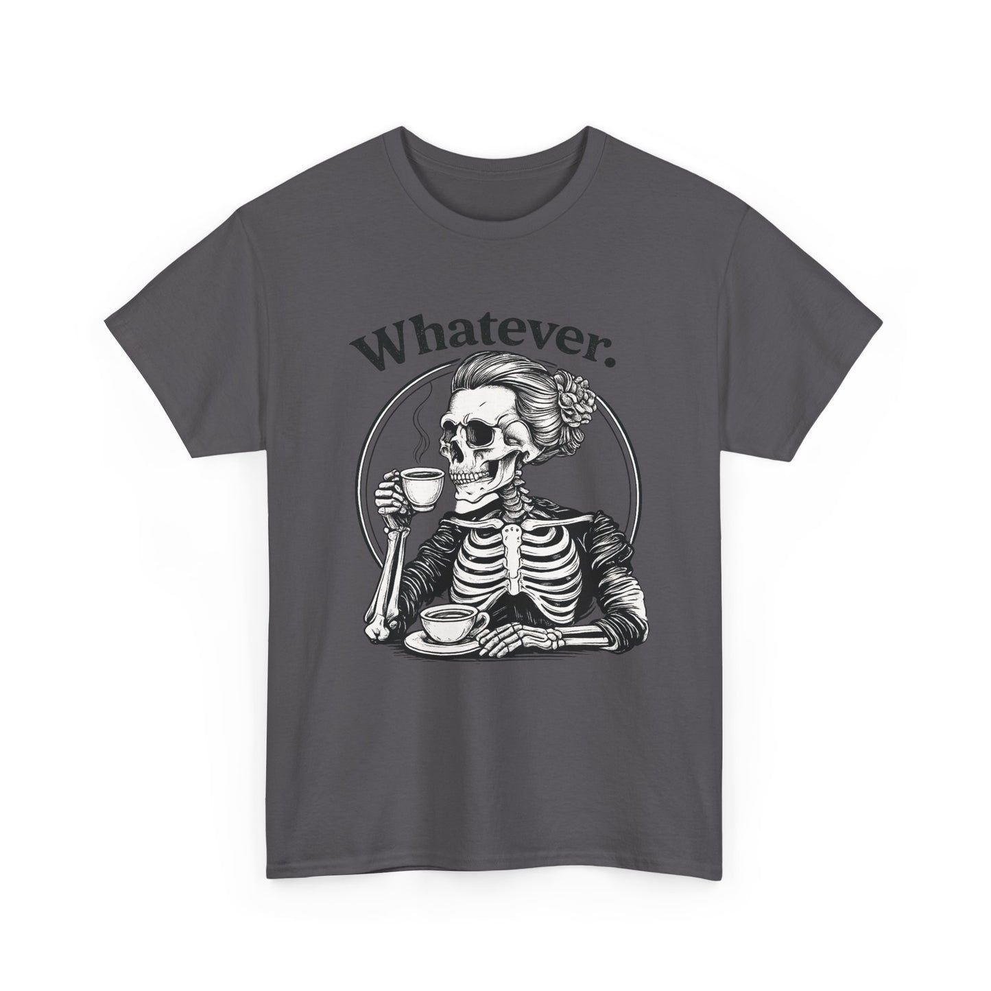 Skull 'Whatever.' Tee – Vintage Skeleton Wine Drinking Graphic T-Shirt