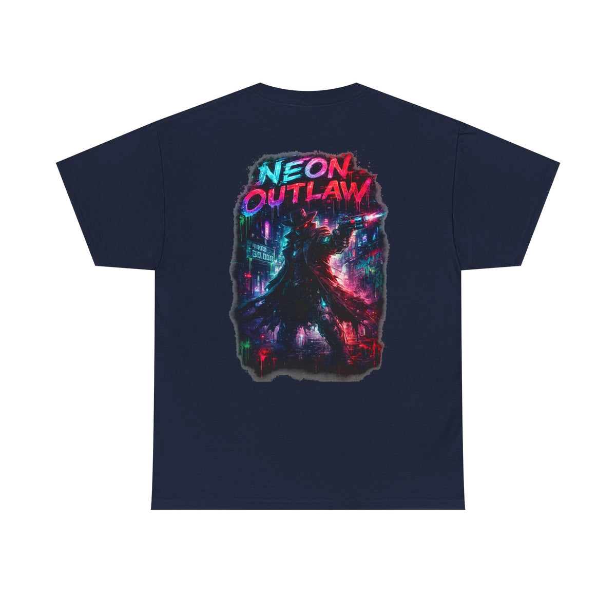 Neon Outlaw Cyberpunk Graphic T-Shirt - product view