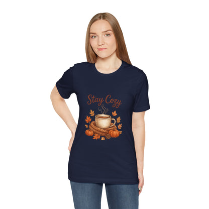 Stay Cozy T-Shirt | Autumn Coffee Graphic - product view