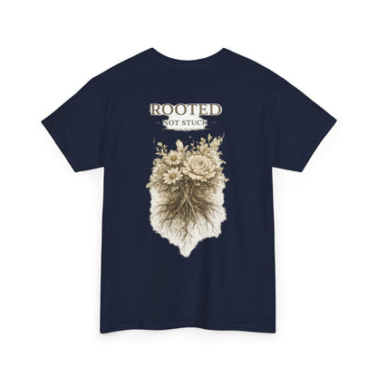 Rooted Floral Tee — "Rooted Not Stuck" Graphic T-Shirt