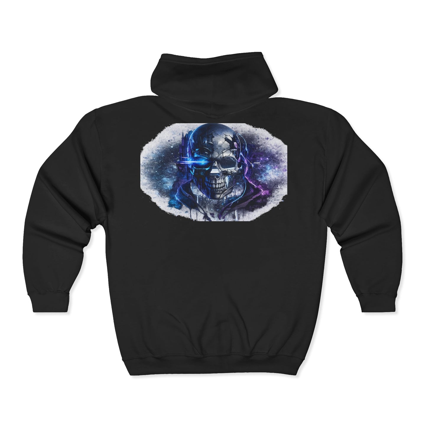 Skull Galaxy Zip Hoodie — Cosmic Neon Skeleton Full-Zip Sweatshirt