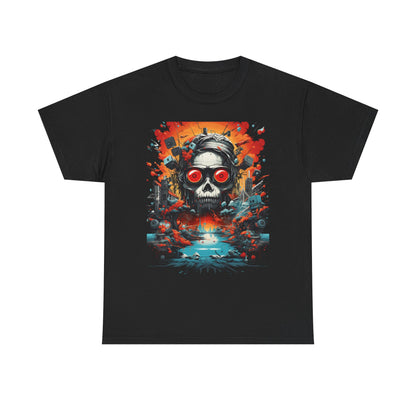 Skull Pilot Graphic Tee — Retro Apocalypse Aviation Design