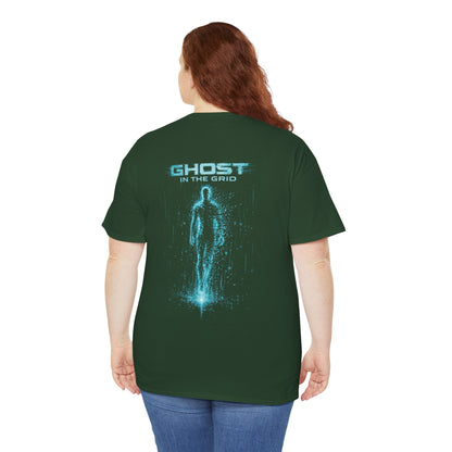 Ghost in the Grid Cyberpunk T-Shirt | Holographic Digital Ghost Sci-Fi Graphic Tee