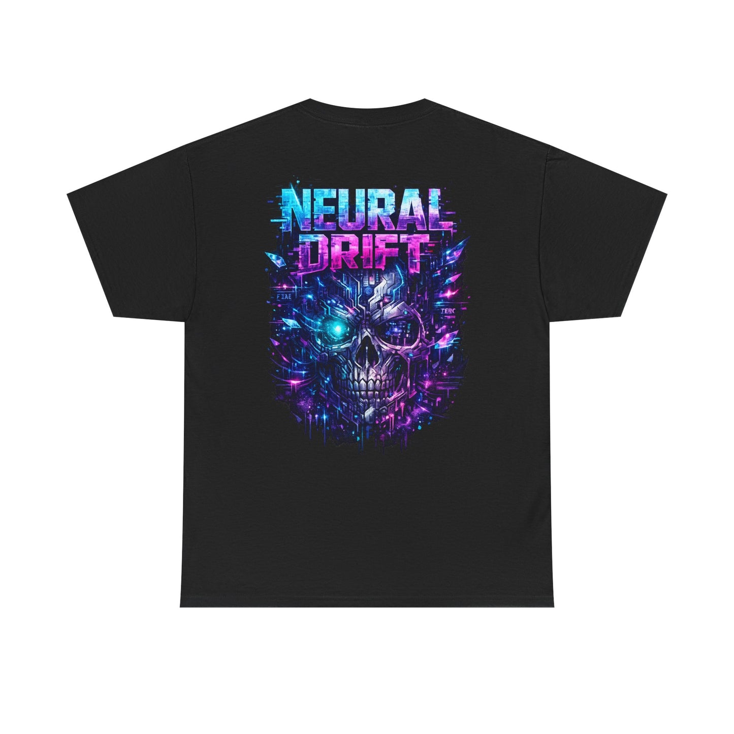 Neural Drift Cyberpunk T-Shirt | Futuristic AI Skull Sci-Fi Graphic Tee, Neon Streetwear Shirt