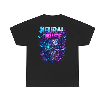 Neural Drift Cyberpunk T-Shirt | Futuristic AI Skull Sci-Fi Graphic Tee, Neon Streetwear Shirt