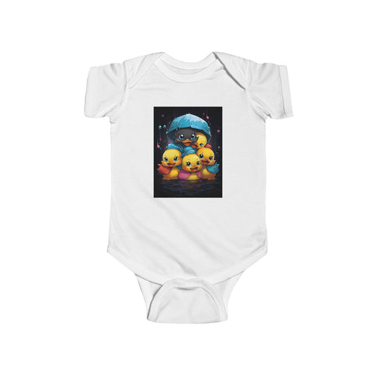 Cute Ducklings Under Umbrella Infant Bodysuit — Adorable Baby Onesie