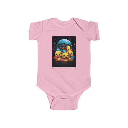 Cute Ducklings Under Umbrella Infant Bodysuit — Adorable Baby Onesie