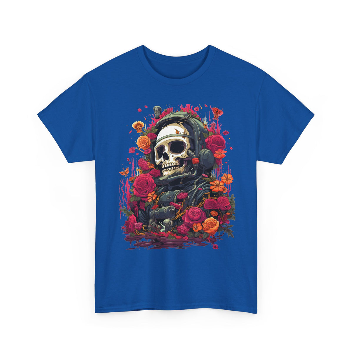 Floral Astronaut Skull Graphic T-Shirt - product view