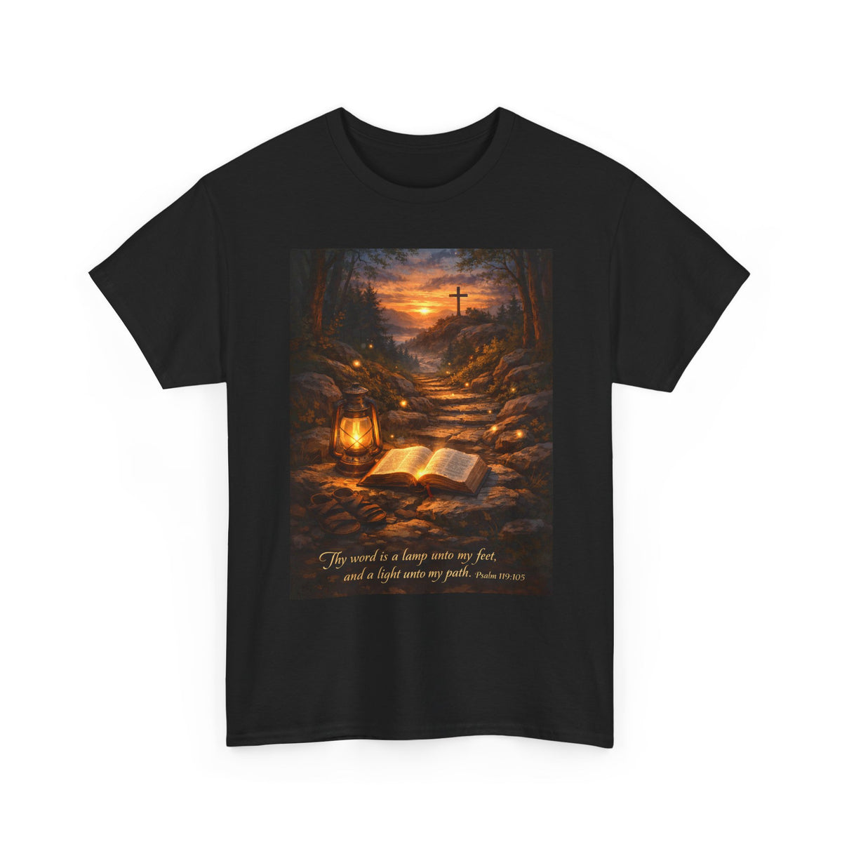 Lantern Bible & Cross Christian T-Shirt - product view
