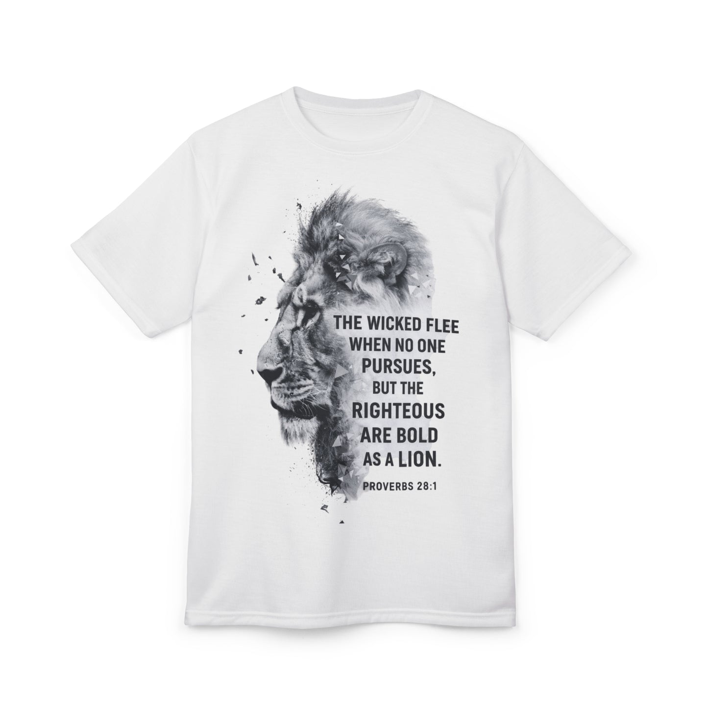 Lion & Proverbs Tee — "The Righteous Are Bold as a Lion" Christian Graphic Shirt