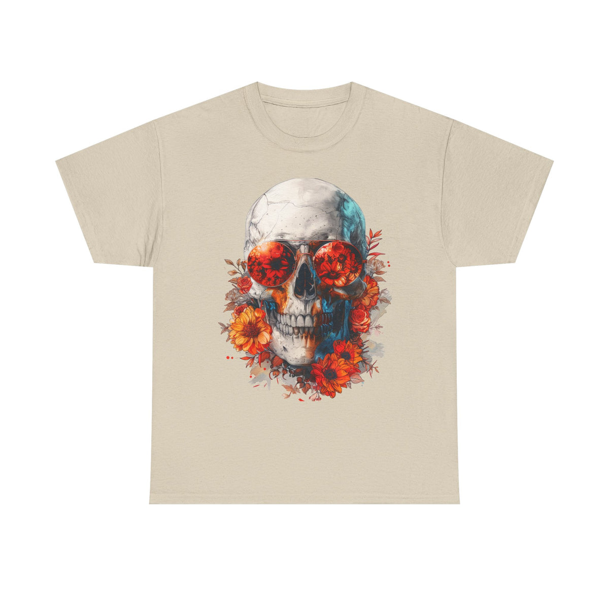 Floral Skull Sunglasses Graphic T-Shirt - product view