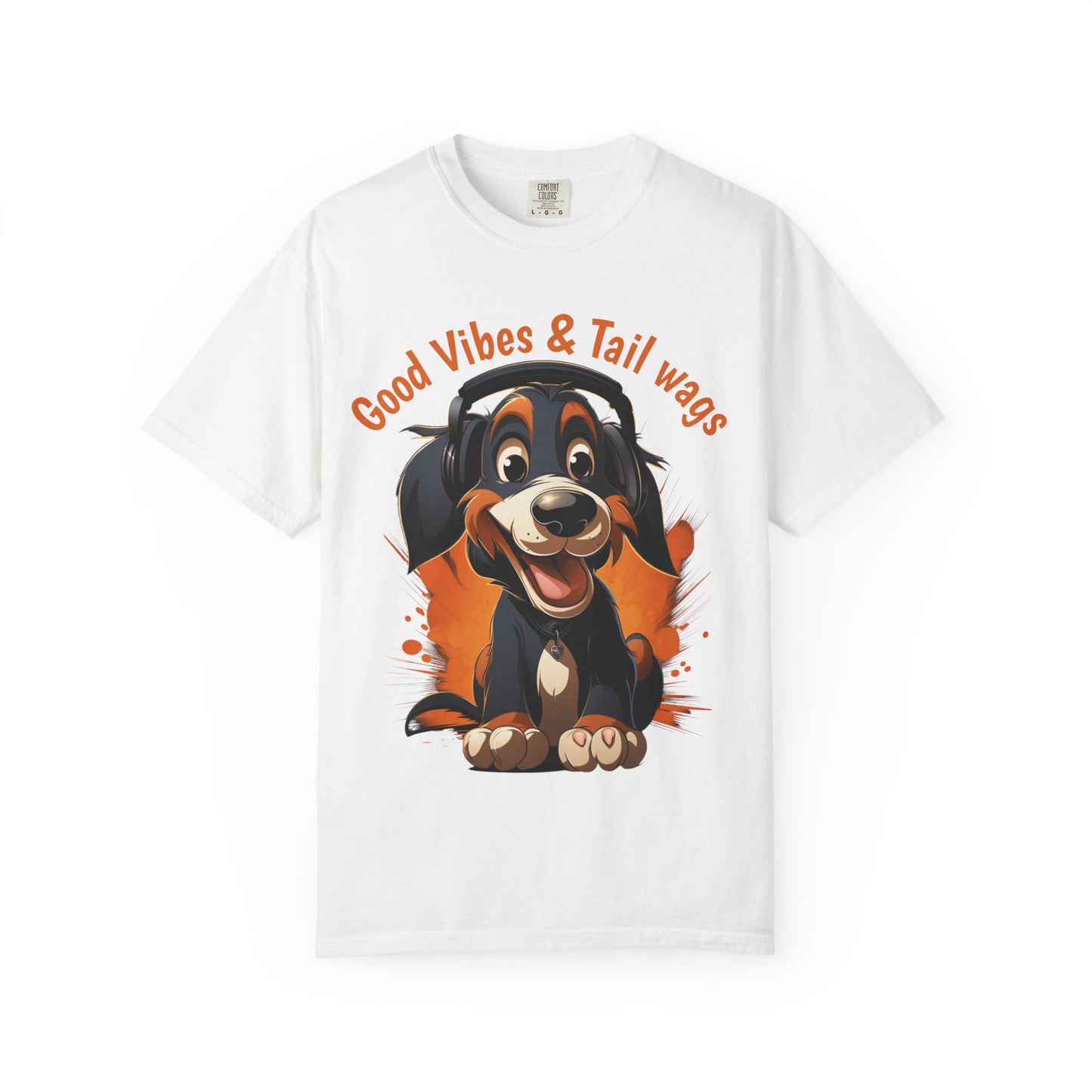 Good Vibes & Tail Wags T-shirt | Happy Cartoon Dog Design